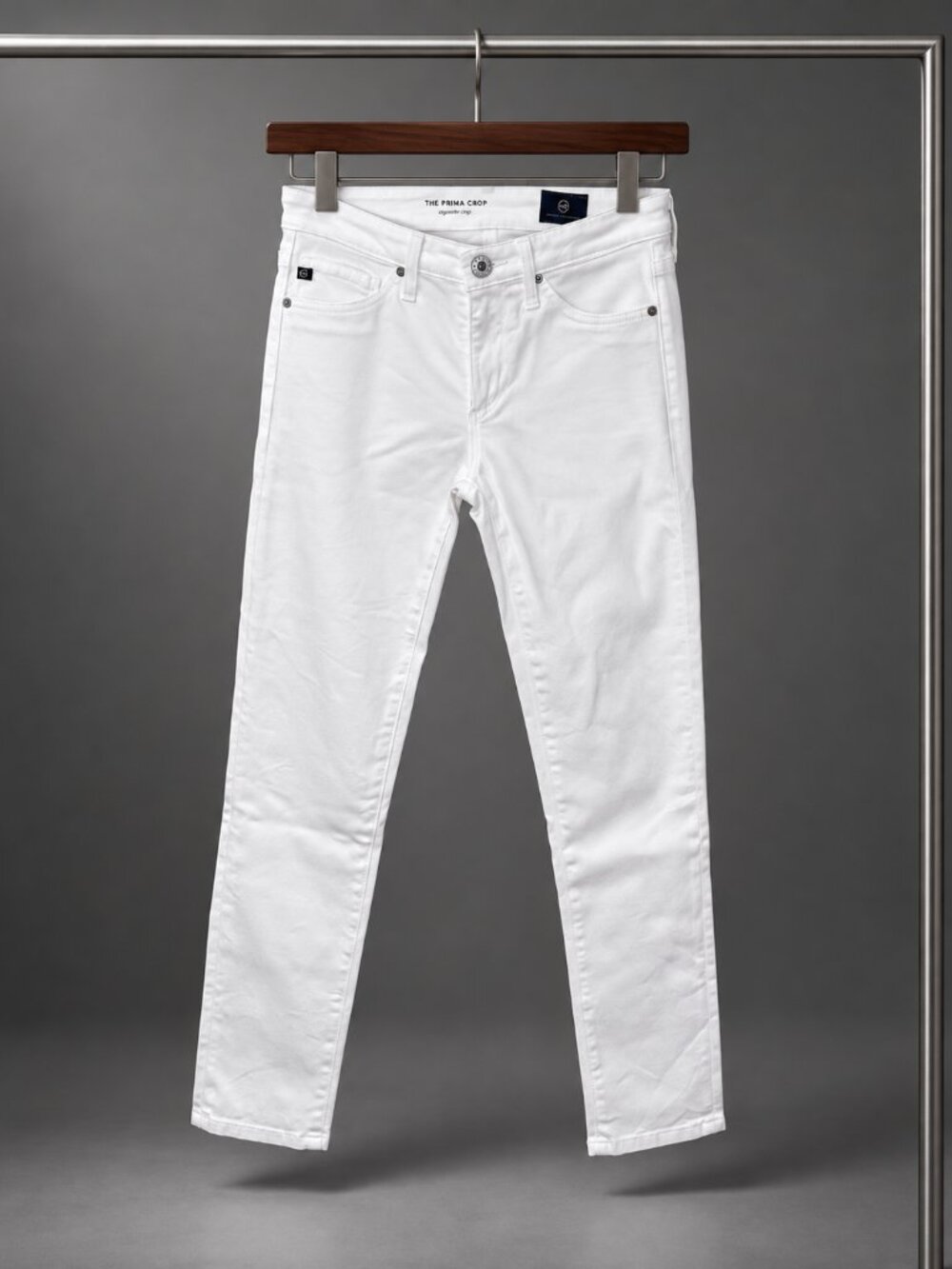 AG Adriano Goldschmied The Prima Crop Cigarette Crop White Sateen Jeans Size 23